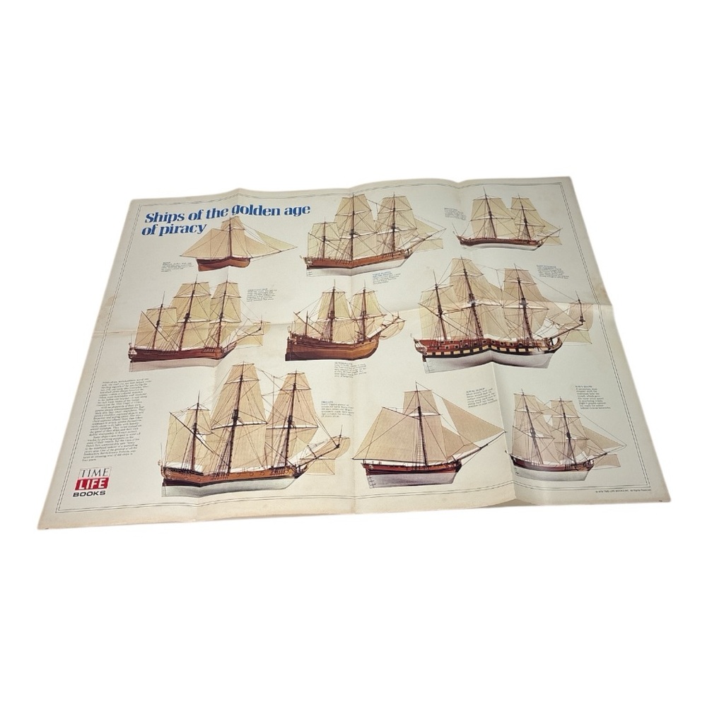 Vintage 1978 Ships of the Golden Age of Piracy Postern 30 x 24